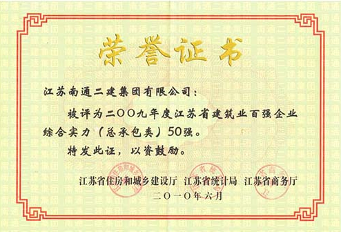 2009年江蘇建筑總承包類50強(qiáng)