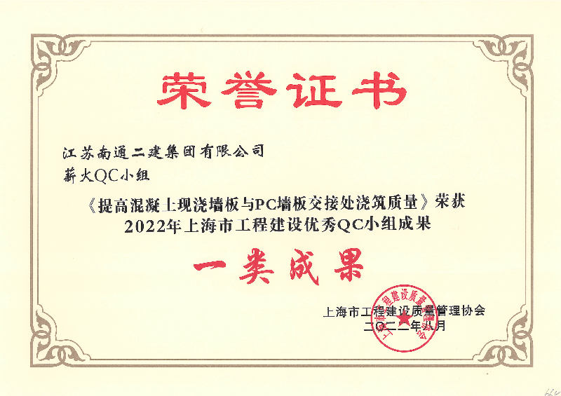 2022年上海市QC成果一類(lèi)成果